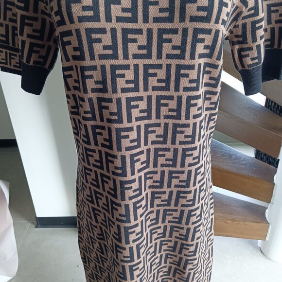 Fendi Brown FF Midi Dress - Picture 7 of 10